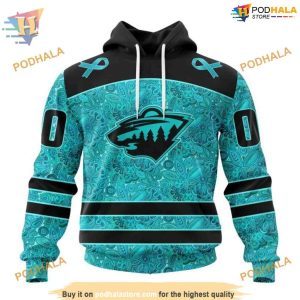 Custom Design Fight Ovarian Cancer NHL Minnesota Wild Hoodie 3D