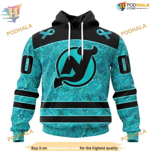 Custom Design Fight Ovarian Cancer NHL New Jersey Devils Hoodie 3D