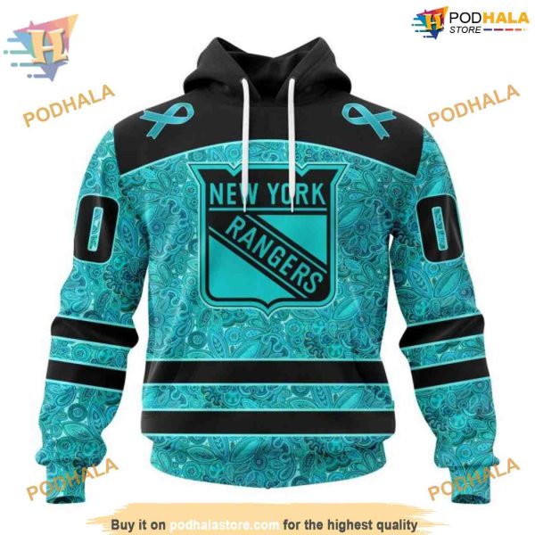 Custom Design Fight Ovarian Cancer NHL New York Rangers Hoodie 3D