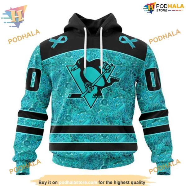 Custom Design Fight Ovarian Cancer NHL Pittsburgh Penguins Hoodie 3D