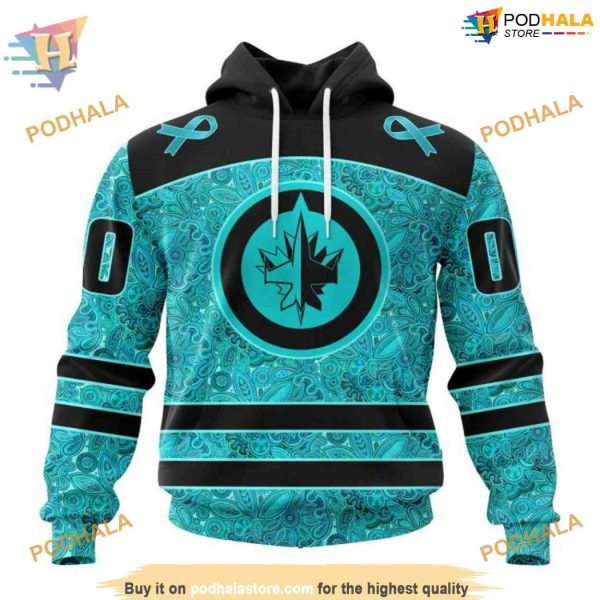 Custom Design Fight Ovarian Cancer NHL Winnipeg Jets Hoodie 3D