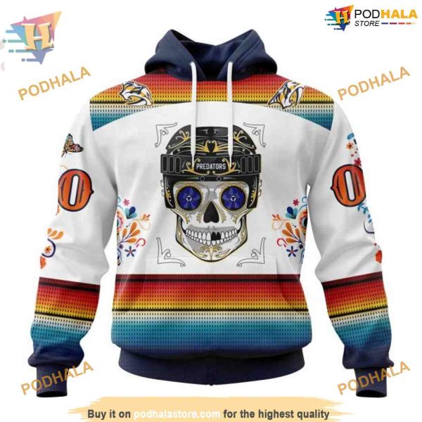 Custom Design For Dia De Los Muertos NHL Nashville Predators Hoodie 3D