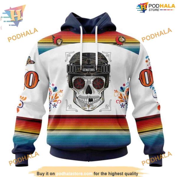 Custom Design For Dia De Los Muertos NHL Ottawa Senators Hoodie 3D