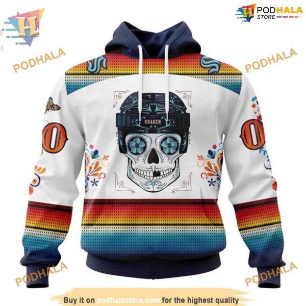 Custom Design For Dia De Los Muertos NHL Seattle Kraken Hoodie 3D