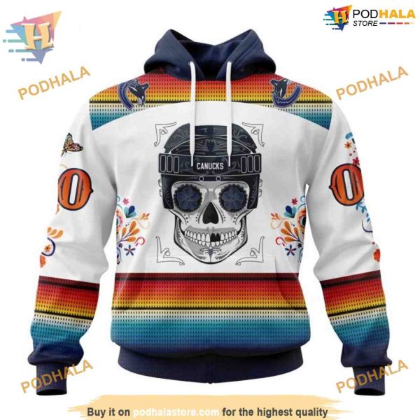 Custom Design For Dia De Los Muertos NHL Vancouver Canucks Hoodie 3D