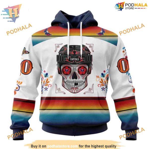 Custom Design For Dia De Los Muertos NHL Washington Capitals Hoodie 3D