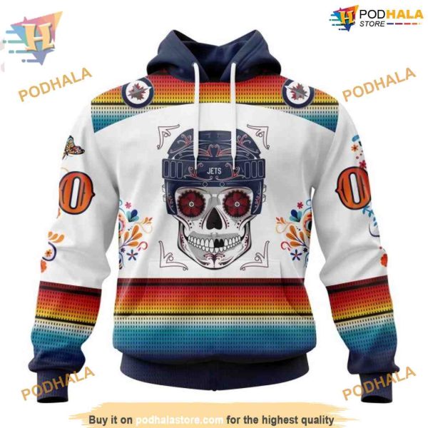 Custom Design For Dia De Los Muertos NHL Winnipeg Jets Hoodie 3D