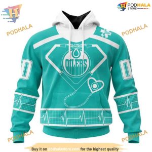 Custom Design Honoring Healthcare Heroes NHL Edmonton Oilers Hoodie 3D