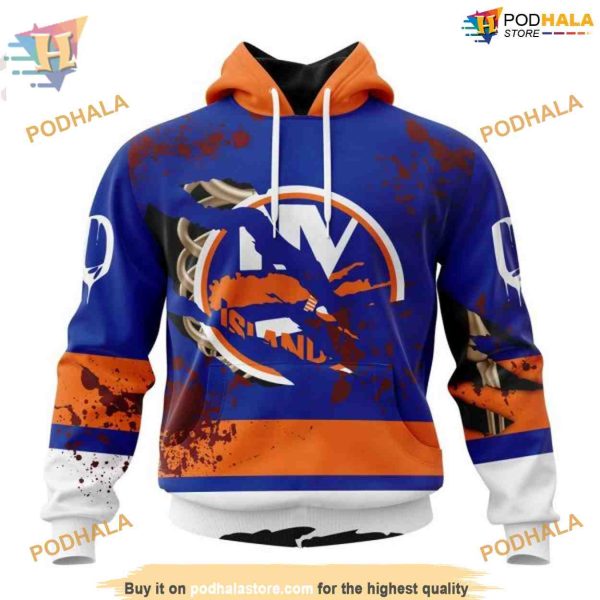 Custom Design Jersey With Your Ribs For Halloween NHL New York Islanders Hoodie 3D