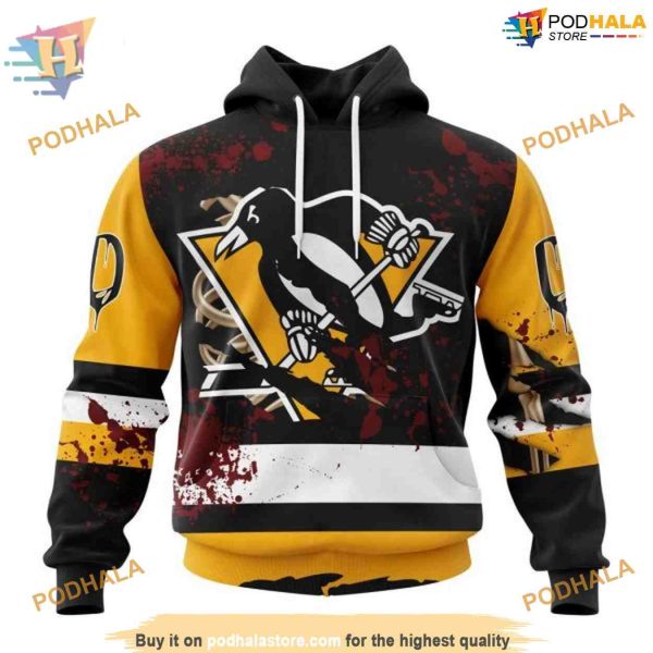 Custom Design Jersey With Your Ribs For Halloween NHL Pittsburgh Penguins Hoodie 3D