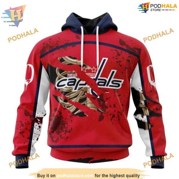 Custom Design Jersey With Your Ribs For Halloween NHL Washington Capitals Hoodie 3D