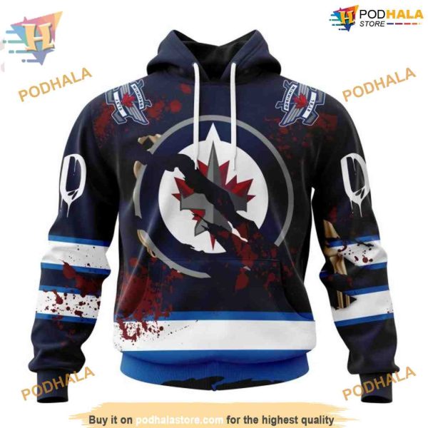 Custom Design Jersey With Your Ribs For Halloween NHL Winnipeg Jets Hoodie 3D