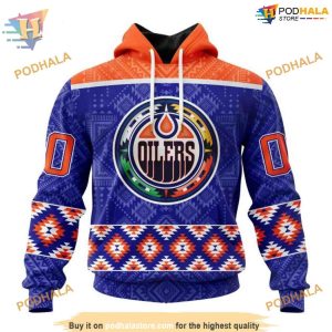 Custom Design Native Pattern NHL Edmonton Oilers Hoodie 3D