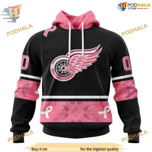 Custom Design PINK BREAST CANCER NHL Detroit Red Wings Hoodie 3D