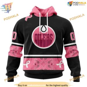 Custom Design PINK BREAST CANCER NHL Edmonton Oilers Hoodie 3D