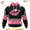 Custom Design PINK BREAST CANCER NHL Minnesota Wild Hoodie 3D