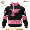 Custom Design PINK BREAST CANCER NHL St. Louis Blues Hoodie 3D