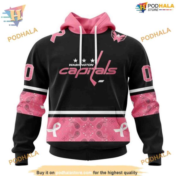 Custom Design PINK BREAST CANCER NHL Washington Capitals Hoodie 3D