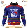 Custom Design With Autism Concept NHL New York Rangers Hoodie 3D