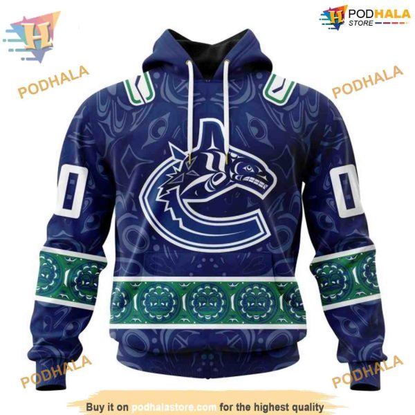 Custom Design With Canadian Aboriginal Art NHL Vancouver Canucks Hoodie 3D