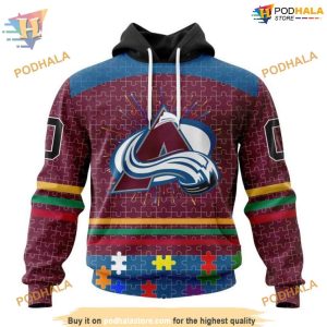 Custom Design With Fearless Aganst Autism Concept NHL Colorado Avalanche Hoodie 3D