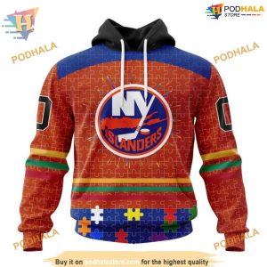 Custom Design With Fearless Aganst Autism Concept NHL New York Islanders Hoodie 3D