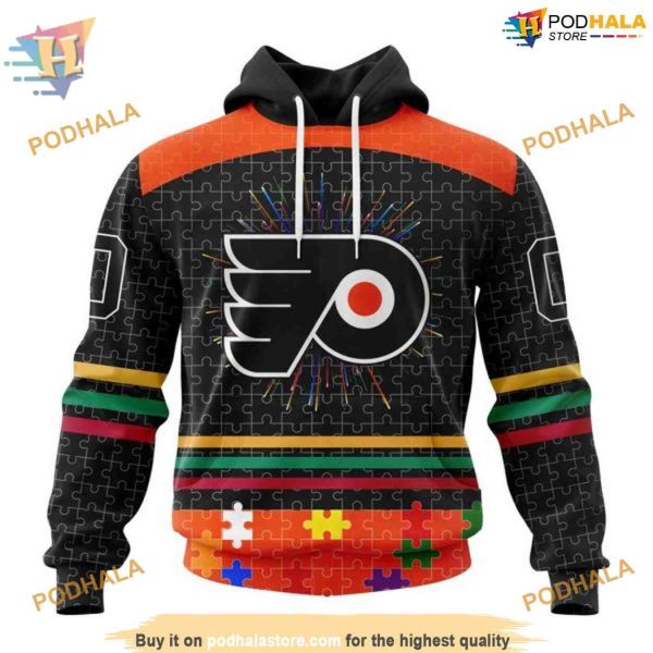 Custom Design With Fearless Aganst Autism Concept NHL Philadelphia Flyers Hoodie 3D