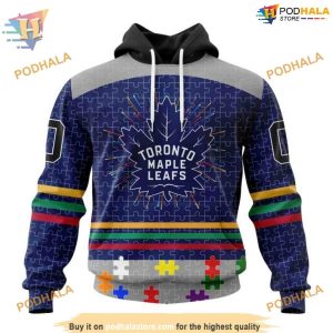 Custom Design With Fearless Aganst Autism Concept NHL Toronto Maple Leafs Hoodie 3D