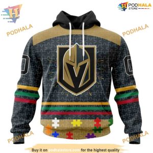 Custom Design With Fearless Aganst Autism Concept NHL Vegas Golden Knights Hoodie 3D