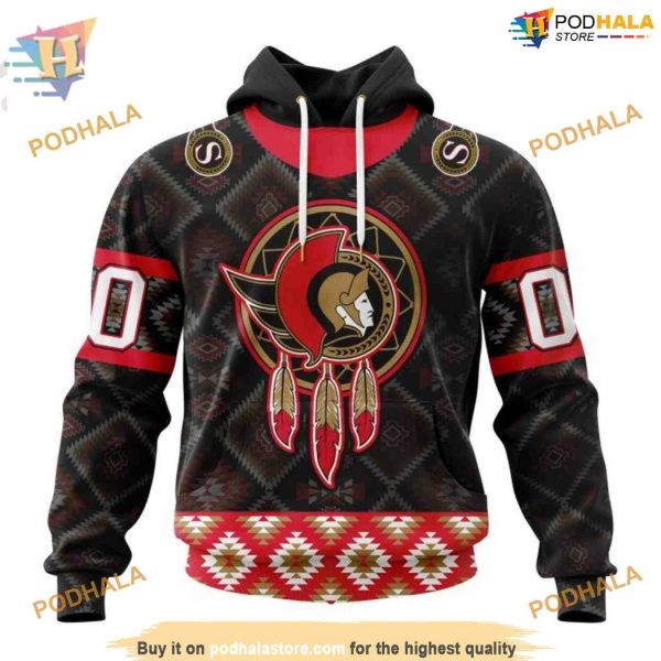 Custom Design With Native Pattern Full Printed NHL Ottawa Senators Hoodie 3D