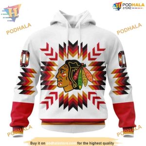 Custom Design With Native Pattern NHL Chicago Blackhawks Hoodie 3D