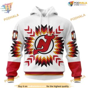 Custom Design With Native Pattern NHL New Jersey Devils Hoodie 3D