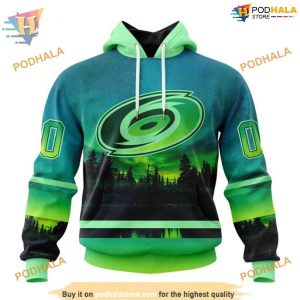 Custom Design With Northern Light Full Printed NHL Carolina Hurricanes Hoodie 3D