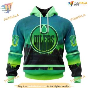 Custom Design With Northern Light Full Printed NHL Edmonton Oilers Hoodie 3D