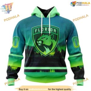 Custom Design With Northern Light Full Printed NHL Florida Panthers Hoodie 3D