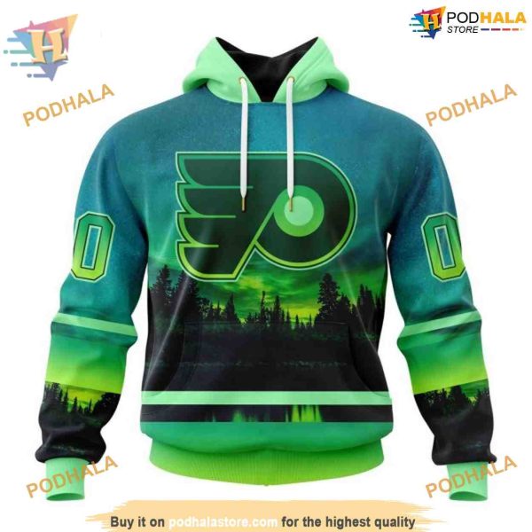 Custom Design With Northern Light Full Printed NHL Philadelphia Flyers Hoodie 3D