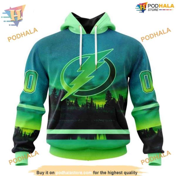 Custom Design With Northern Light Full Printed NHL Tampa Bay Lightning Hoodie 3D