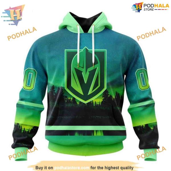 Custom Design With Northern Light Full Printed NHL Vegas Golden Knights Hoodie 3D