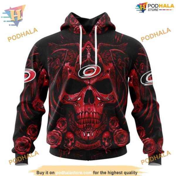 Custom Design With Skull Art NHL Carolina Hurricanes Hoodie 3D Sweatshirt