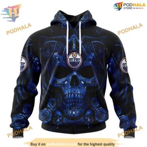 Custom Design With Skull Art NHL Edmonton Oilers Hoodie 3D