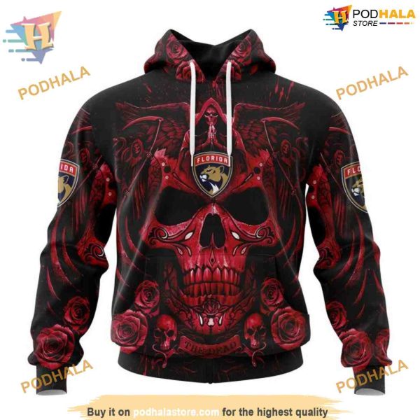 Custom Design With Skull Art NHL Florida Panthers Hoodie 3D Sweatshirt