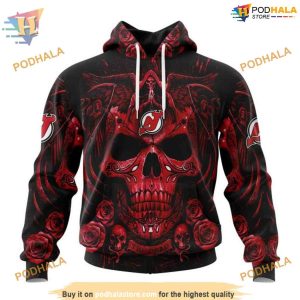 Custom Design With Skull Art NHL New Jersey Devils Hoodie 3D