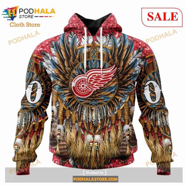 Custom Detroit Red Wings Native Costume Design Sweatshirt NHL Hoodie 3D