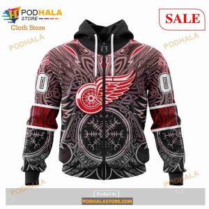 Custom Detroit Red Wings Norse Viking Symbols Sweatshirt NHL Hoodie 3D