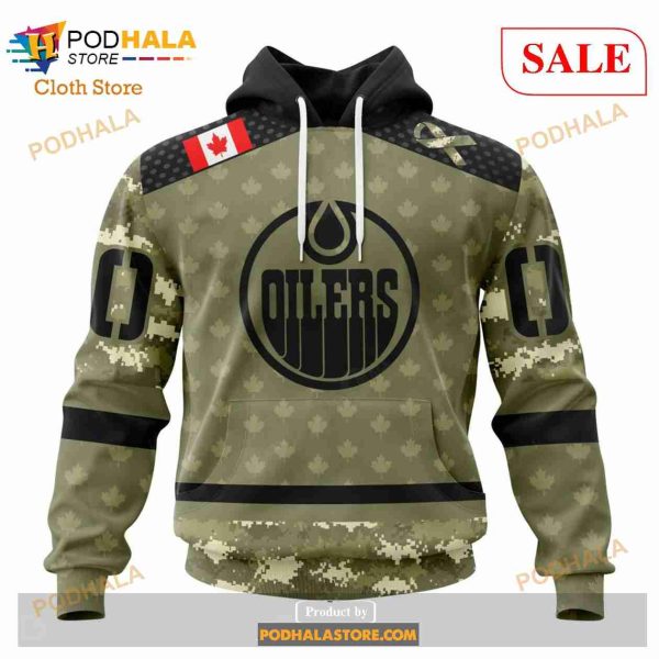 Custom Edmonton Oilers Camo Military Appreciation Sweatshirt NHL Hoodie 3D