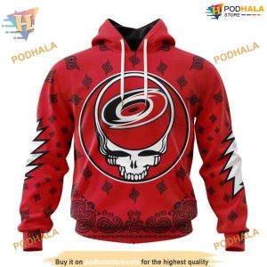 Custom Grateful Dead Design NHL Carolina Hurricanes Hoodie 3D Sweatshirt