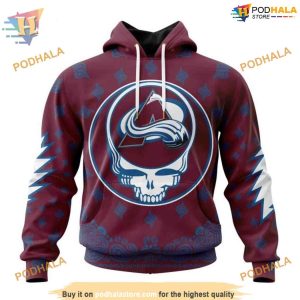 Custom Grateful Dead Design NHL Colorado Avalanche Hoodie 3D Sweatshirt