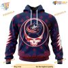 Custom Grateful Dead Design NHL Columbus Blue Jackets Hoodie 3D