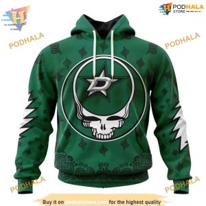 Custom Grateful Dead Design NHL Dallas Stars Hoodie 3D Shirt