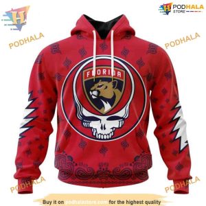 Custom Grateful Dead Design NHL Florida Panthers Hoodie 3D Sweatshirt